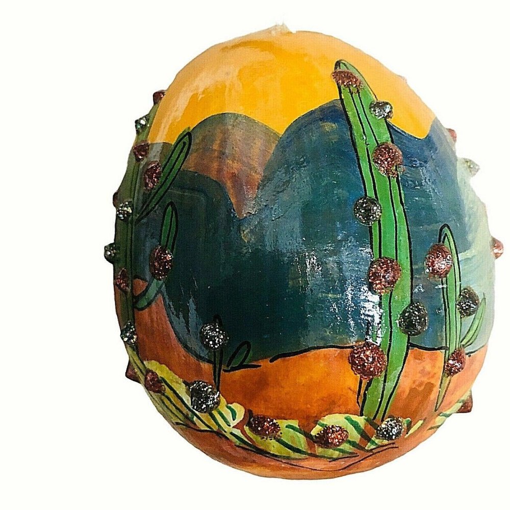 1995 Smoke Signal Painted Gourd Christmas Ornament - Picture 6 of 12
